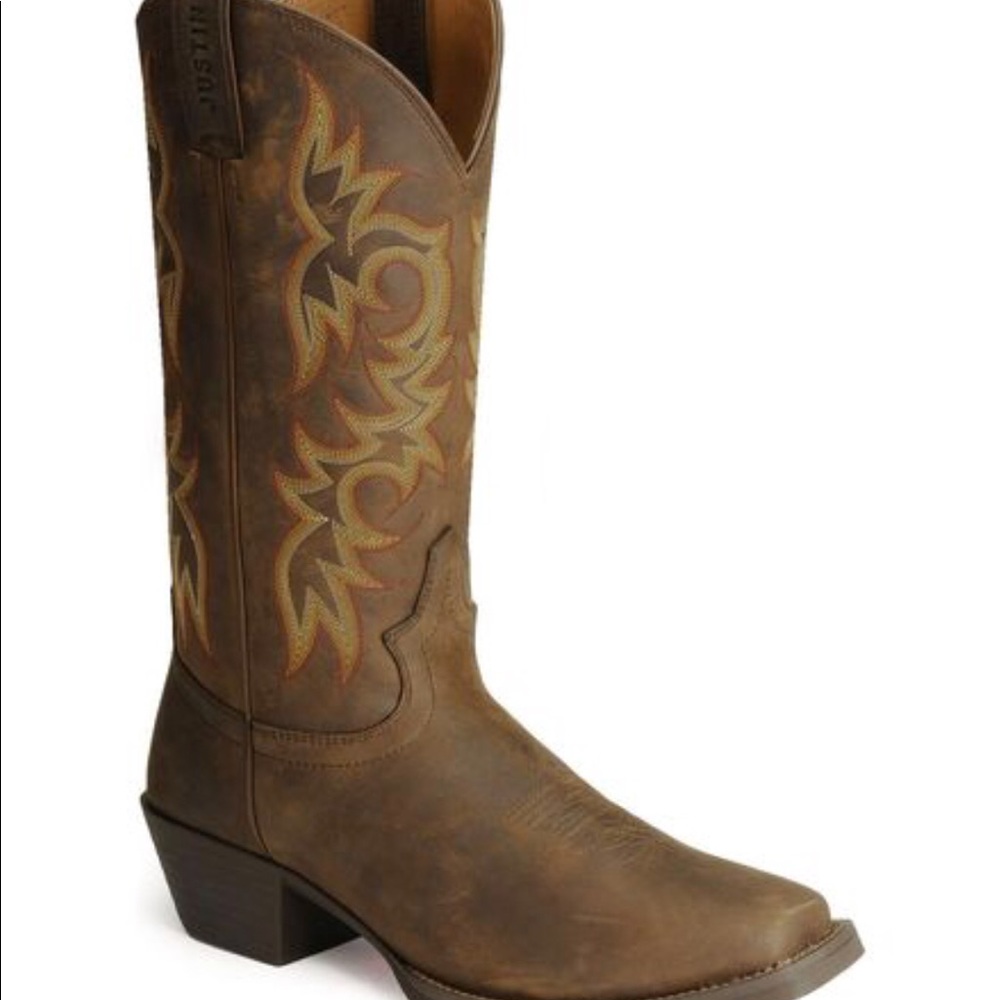 Justin Stampede Western 13” square toe. Size 10D